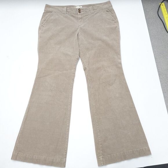 Old Navy Bootcut Pants Womens 14 Beige Corduroy Stretch Pockets Zip Fly Classic - Picture 1 of 8